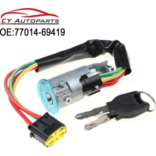 Ignition Lock Switch Barrel + 2 Keys For Renault Clio 1998-2005 Megane Scenic MK1 1996-2003 7701469419 7701471098 7701471220