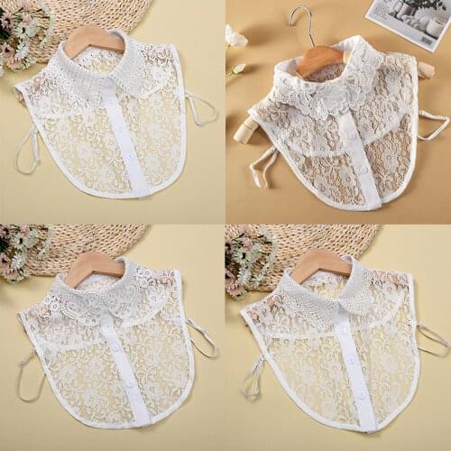 Linbaiway Vintage Women Fake Collars Detachable Collar Ladies Lace Floral Blouse Half Shirt Decoration Flase Collar Nep Kraagie