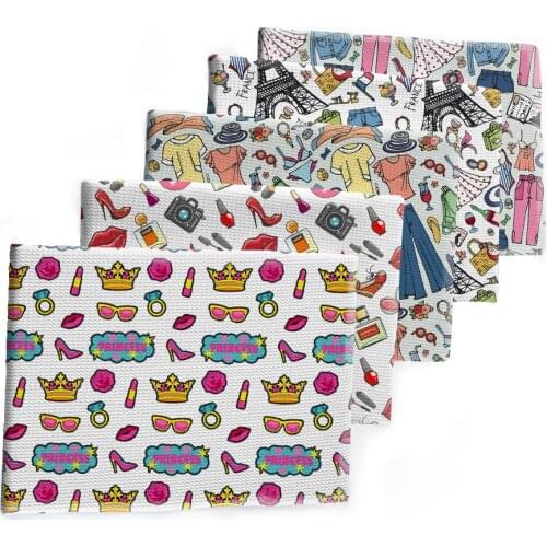 Liverpool Fabric Printed Fashion Bubble Polyester Cotton Strech Cloth for DIY Hair Bow Scarf Home Textiles Materials 50*145cm