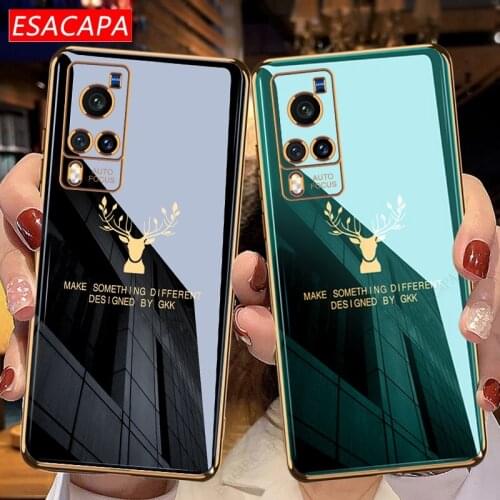 Plating Soft TPU Shockproof Phone Cover For Vivo X60 X50 X27 Pro S9 Elk Pattern Protection Cover For Vivo IQOO 7 5 Pro NEO 3 S7