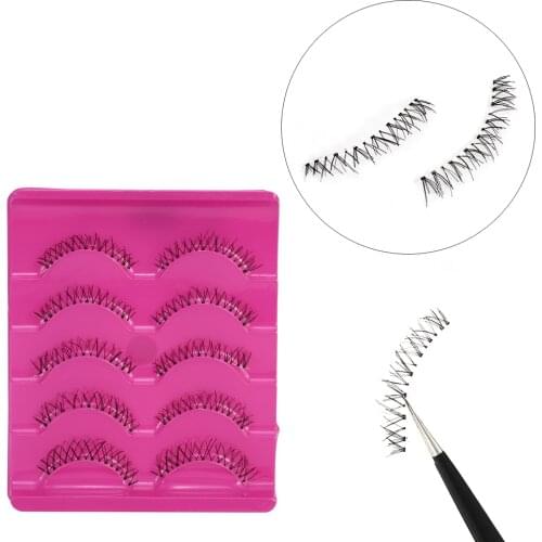 Handmade False Eyelashes Faux 3D Mink Natural Cross Lower Eyelashes Lashes Hand Made Strip Eyelash Extension Makeup Tools