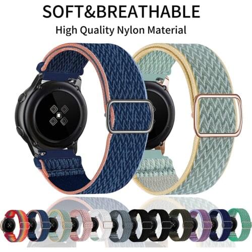 Nylon Loop Strap For Huawei watch GT 2 Samsung Galaxy Watch Active 2 46/42mm Elastic Bracelet for amazfit gts bip TicWatch belt