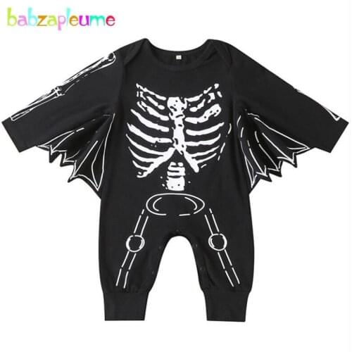 New Fall Toddler Halloween Costume For Baby Boys Jumpsuit Print Long Sleeve Cotton Newborn Rompers Boutique Kids Clothing 1938-1