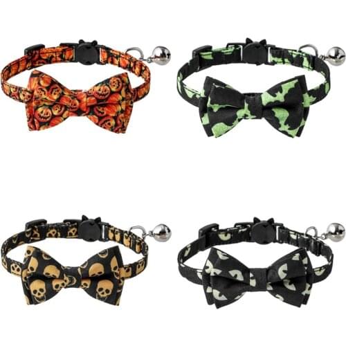 Halloween Pet Dog Cat Collars With Bell Adjustable Pet Buckle Collar for Small Medium Large Dogs Pet Puppy Collar Accessories