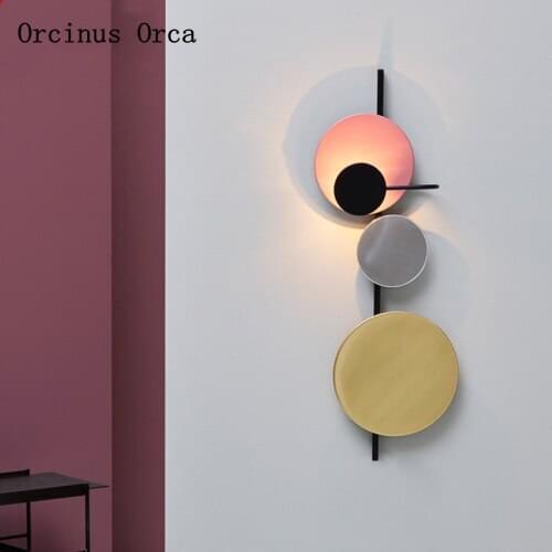 Postmodern Simple Light Luxury LED Wall Lamp Bedroom Bedside Lamp Living Room Corridor Nordic Creative Color Circular Wall Lamp