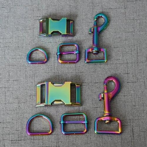 20 Sets 20mm/25mm Colourful Metal D Ring Snap Hook Adjustable Release Buckle DIY For Paracord Pet Dog Leash Accessories