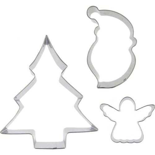 Christmas Tree, Christmas Hat, Small Angel shaped 3 piece biscuit cutting molds, baking tools, cake decorating soft candy tools