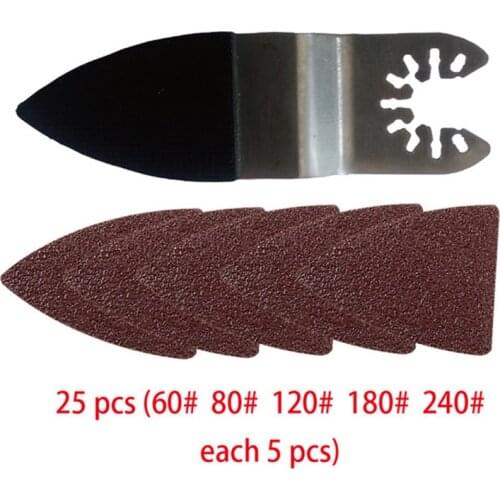 25pcs Oscillating Multitool Finger Sanding Sheets Pads Paper Set For Fein Bosch