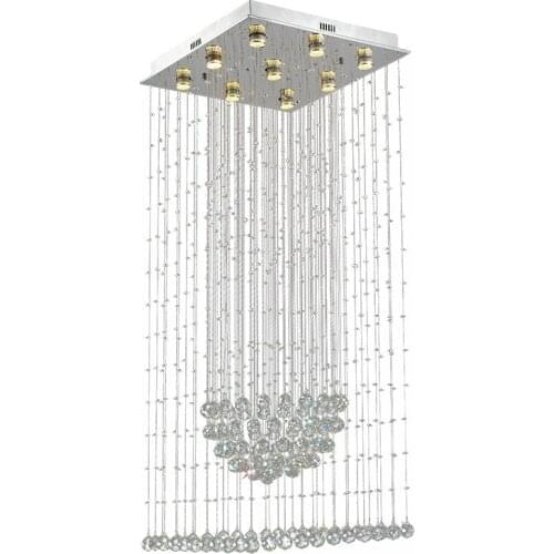 Modern Crystal Chandelier Square & Balls Shaped Chandeliers LED Pendant Lamps Lighting Luxury Villa Duplex Stairs Light
