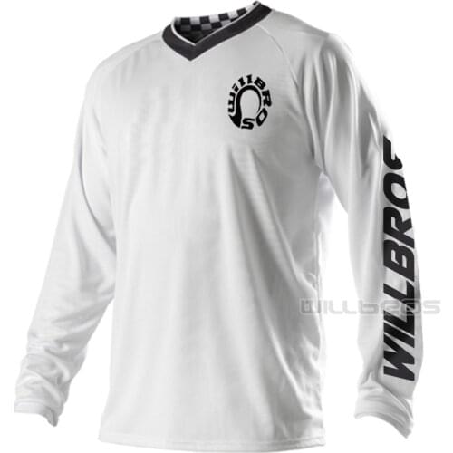 Willbros GP Midnight Jersey Motocross White Long Sleeve Motorbike Scooter Street Moto Mens Racing T-shirt