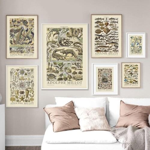 Vintage Mushroom Animal Fruit Flower Butterfly Nordic Posters And Prints Wall Art Canvas Painting Wall Pictures Kids Room Decor