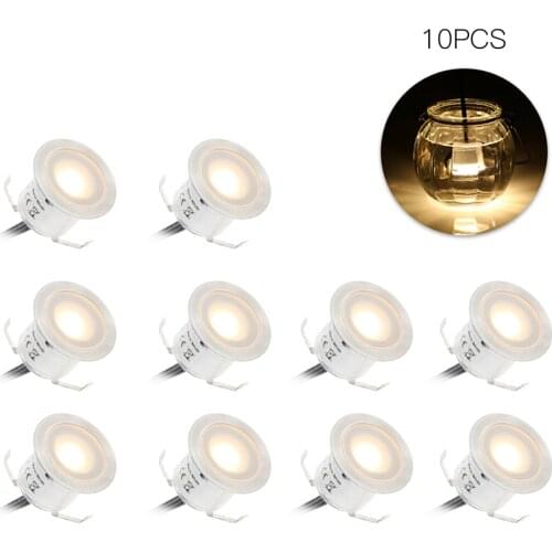 10PCS LED Deck Light Recessed Underground Light IP67 Waterproof Spotlight Outdoor Landscape Garden Decoration Warm White