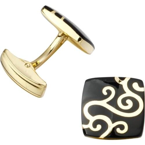 KC-5 Paint Plant Pattern Decorative Golden Enamel Cufflinks Jewelry Mens Chrismas Gift Business Cuff Links For Gentlemen