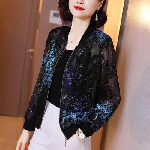 2021 Spring Summer Plus Size Long Sleeve Short Chiffon Jacket Thin Cardigan Baseball Coat Sun Protection Shirt Womens M-5XL X68