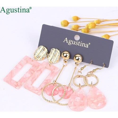 Agustina 2021 Set earrings fashion jewelry pink earrings Set hoop drop earrings women long earring boho Dangle earings wholesale