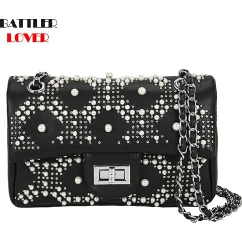 Women Diamond Evening Crossbody Bags Pearl Printing Design Shoulder Bags For Female New Fashion Messenger Flaps Ladies Satchels