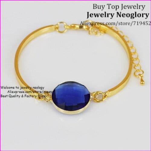 10PCS New Style Fashion Bangle Round Glass Quartz Bezel Beads Bracelet Gold Bangle Clear Crystal Quartz Gems Stone Bracelet
