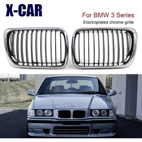 2pcs error-free front grille Chrome plating front bumper grille for BMW E36 318i 320i 325i M3 1997-1999