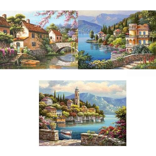 5D DIY Diamond Painting Beautiful scenery Cross Stitch Diamond Embroidery village Rhinestone Mosaic Picture Home Decor Gifts
