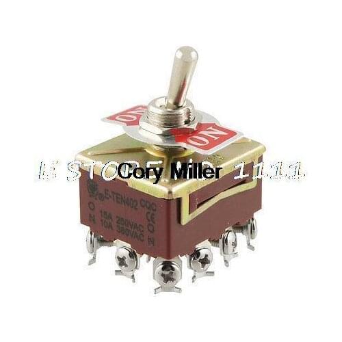 AC 15A/250V 10A/380V 2 Way On/On 4 Pole Double Throw 4PDT Toggle Switch
