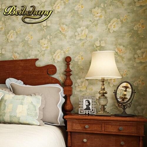Beibehang wall paper Pune vintage American Pastoral nostalgia painting pure hand-painted flower wallpaper bedroom living room