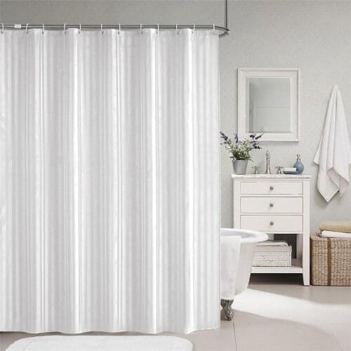 Dafied White Shower Curtain White Damask Stripe Hotel Quality Mildew Resistant Waterproof Odorless Spa for Fabric White
