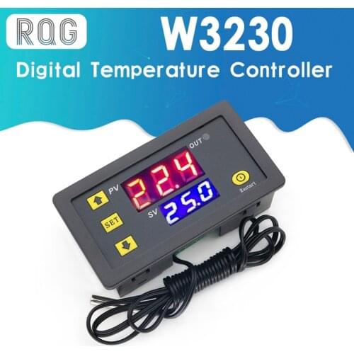 W3230 DC 12V 24V 110V 220V AC Digital Temperature Controller LED Display Thermostat With Heating Cooling Switch NTC Sensor