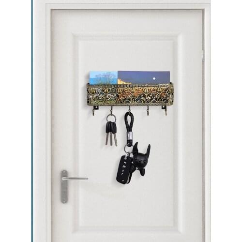 Mail Holder Wall Mounted Hook Organizer Key Hanger Vintage Letter Holder Keys Storage Rack Stainless Steel Mesh/Basket Net/Weave