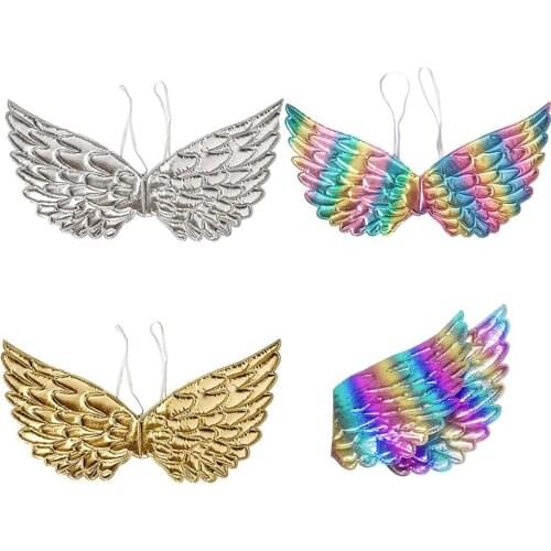Kids Angel Wings Soft Shiny Metallic Fairy Wings Halloween Fancy Dress Cosplay Costume Accessories