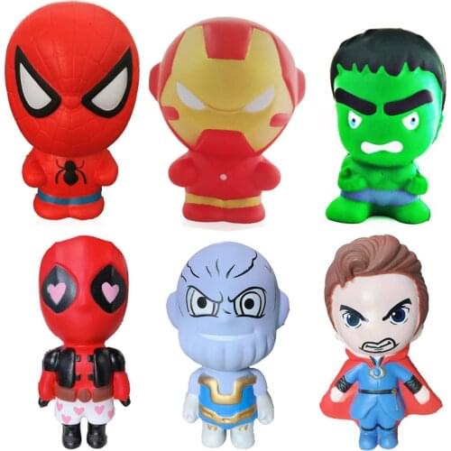 Marvel Super Heroes Avengers Squishy Action Figure Black Panther Thanos Hulk Captain America Spiderman Figure Toys Doll For Kids