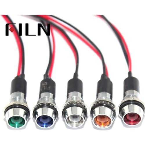 FILN FL1M-12CW-1 12mm metal red green yellow blue white led 220v indicator light with 20cm cable