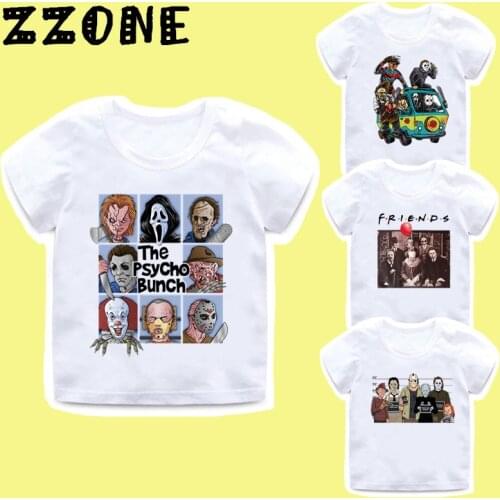 Boys Girls The Massacre Machine Cartoon T shirt Kids Horror Movie Killer Jason Funny Clothes Children Tops Baby T-shirt