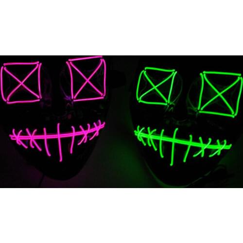 Halloween Glowing LED Mask Scary Face EL Wire Mask For Party Supplies Home Decoration