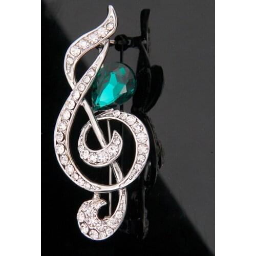 Crystal Jewelry Music Symbol Brooch Clothing Pins and Brooches Men Women Fashion Jewelry Accessories Alloy Rhinestone Brooches