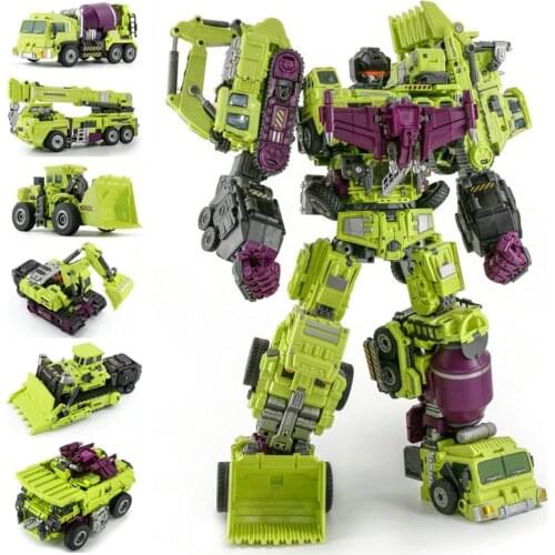 JINBAO 6 IN 1 Big Devastator Transformation Toys KO GT Cool anime Action Figure Model Truck Excavator hook Robot Car kid boy toy