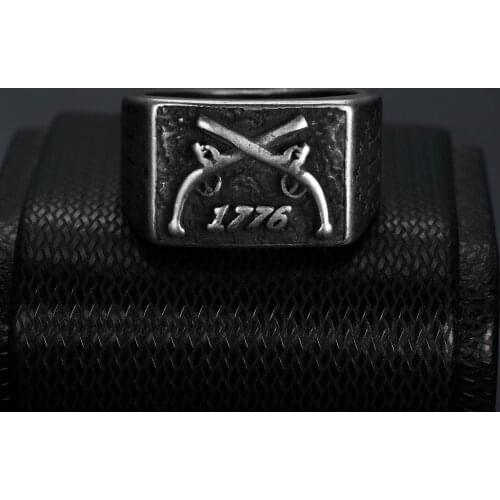 2020 Rock style gun ring 316 stainless steel biker style double gun star ring men women jewelry design BR1328