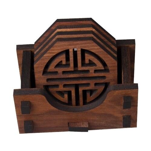 Black Walnut Solid Wood Tea Mat Cup Coaster Heat Proof Mat Dining Table Cushion Solid Wood Teacup Mat Coasters Cup Saucer