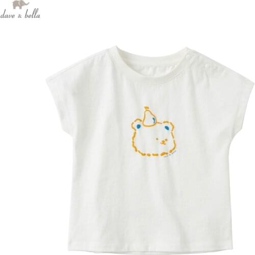 DBJ16502 dave bella summer baby unisex cartoon print T-shirt children tops kids boys girls fashion tees