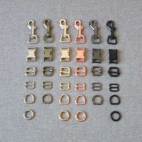 50PCS 15mm Metal D O Ring Belt Straps Slider Side Release Buckle Spring Snap Hook For Dog Collar Leash Harness Sewing Accessory