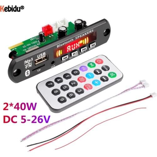 Kebidu 2*40W Amplifier MP3 Player Module Bluetooth 5.0 Decoder Board 5V-26V 80W Amplifier Car FM Radio Module mp3 players