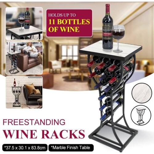Marble Pattern Wine Holders Metal Wine Racks Stand Shelf Wine Cabinet Storage Organizer Home Bar Display Cabinet for 11 Bottles