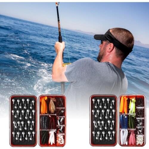 150PCS Artificial Lure Fishing Tool Set T-Tail Bait Kit Soft Lure Fishing Silicone Bait Tackle Accessories Pesca With Tackle Box