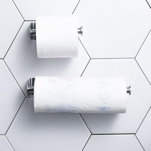 Wall-mounted Kitchen Towel Holder 304 Stainless Steel Paper Holder Tissue Holder Nail-free Paper Towel Storage Rack