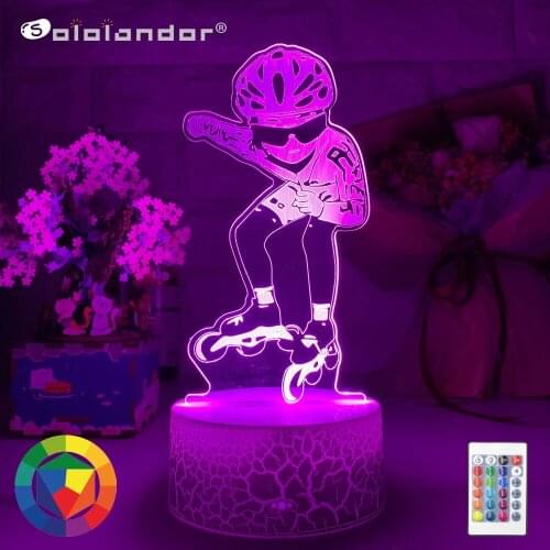 Newest Acrylic Led Night Lamp Skating for Office Decor Adult Sport Nightlight Event Prize Touch Sensor Remote Desk Lamp Gifts