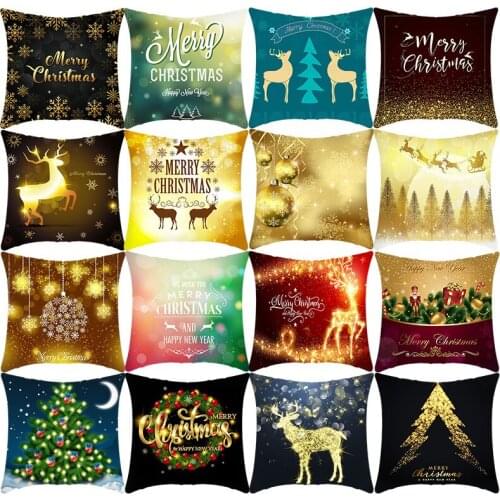 New Christmas Garland Bells Printed Cushion Cover 45*45cm Home Decor Cotton Linen Pillow Covers Sofa Cushions Pillow Cases