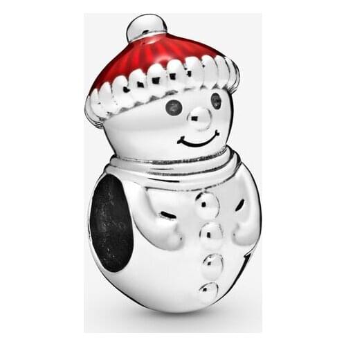 Wholesale 925 Sterling Silver Beads Fit Original Pandora Bracelets Snowman and Santa Hat Charm Women DIY Fashion Jewelry Gift