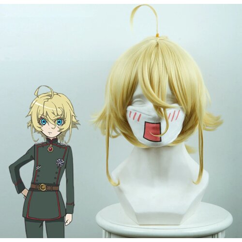 Youjo Senki Tanya von Degurechaff Cosplay Wig Short Straight for Women Heat Resistant Synthetic Hair Anime Costume Wig + Wig Cap