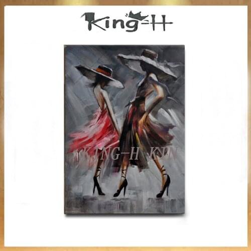 Characters of modern home decoration hand-painted wall art figure painting dancers couple painted on the canvas walls by hand