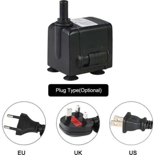 450L/H 6W Submersible Water Pump for Aquarium Tabletop Fountains Pond Water Gardens Hydroponic Systems with 2 Nozzles AC220-240V