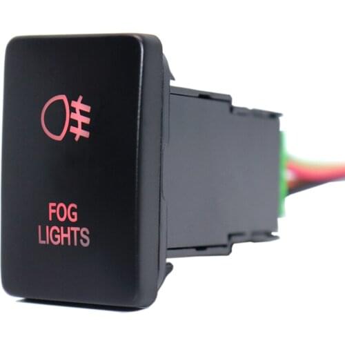 12V Fog Lights Push Button Switch Red Led Lights with Connector Wire for Toyota Hilux Prado Highlander Landcruiser RAV4 Camry